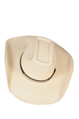 cowboy style hat straw hat with black ribbon isolated on white background, straw hat for women and men head protection