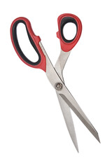 metal scissors sharp cutting and sewing knife with plastic head isolated on white transparent background