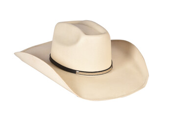 cowboy style hat straw hat with black ribbon isolated on white background, straw hat for women and men head protection