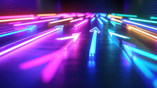 neon arrows convergence abstract future technology background