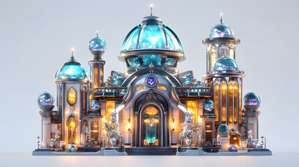 Obraz premium Dreamlike Fantasy Homes Isolated In White Background