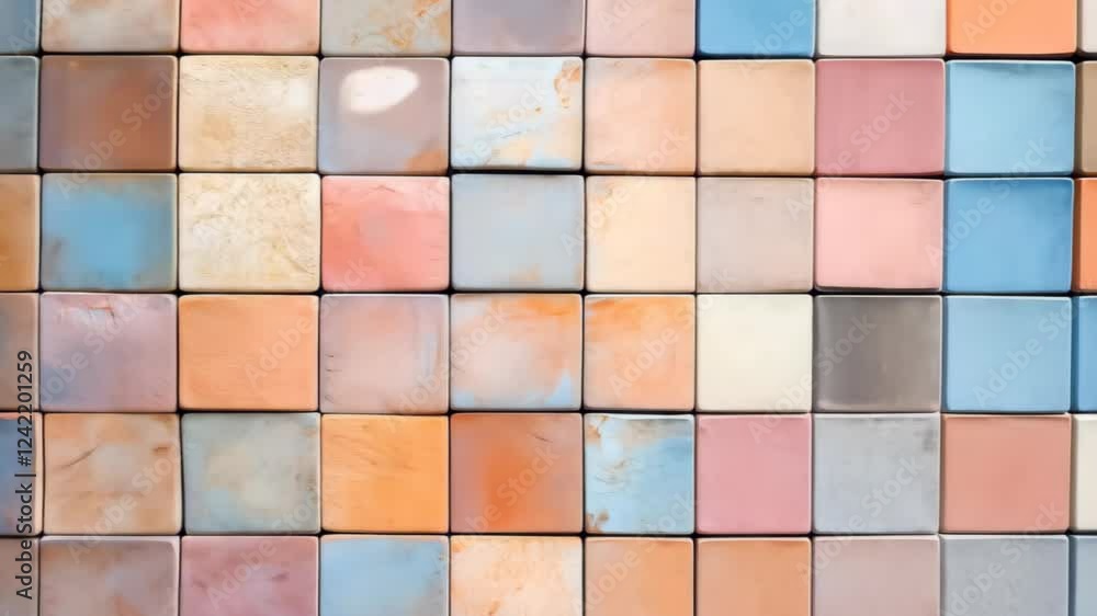 Poster colorful pastel cube wall background with soft textures and geometric patterns ideal for modern inte