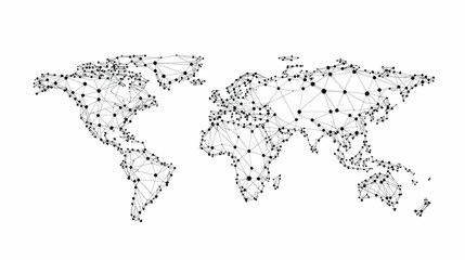 Global network connection, world map, polygonal design, background, business