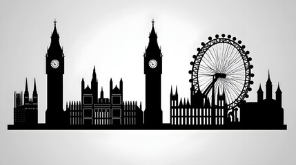 A grid of minimalist monochromatic architectural icons depicting a variety of global landmarks and common building structures in a simplified stylized visual representation