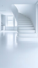 Modern white spiral staircase, interior design