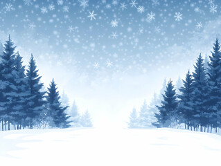 Snowy forest winter scene, snowfall background