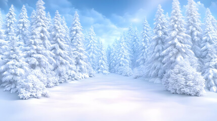 Naklejka premium Snowy forest winter wonderland