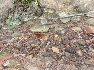 Close up of clear water and outdoor rocks.