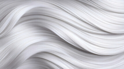 Obraz premium Smooth white hair waves, close-up texture, abstract background, ideal for beauty or hair product advertising