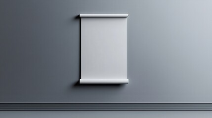 White Roll up Banner on Sleek Gray Studio Backdrop for Product Display Advertising Mockup and Corporate Branding Presentation  Blank template for creative design marketing and exhibition purposes