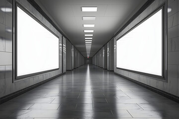 Image of a billboard in an empty subway station