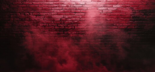 Obraz premium Red brick wall background with smoke and lighting.