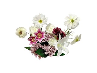 Beautiful colorful natural dried flowers display. Colorful dried flowers on a blank background.