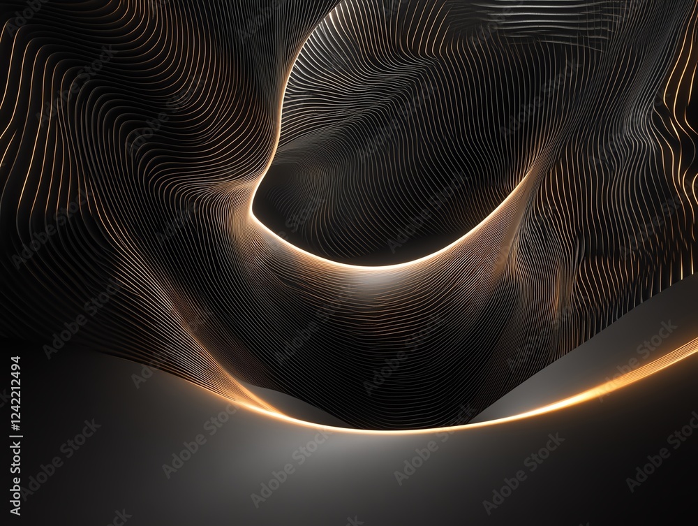 Poster mesmerizing abstract waves of light and shadow create a captivating visual experience in a dark sett