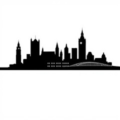 Fototapeta premium The image depicts a city skyline silhouette showcasing various buildings and skyscrapers in a clear vector-based style highlighting urban architecture in a bustling downtown area skyline silhouette 