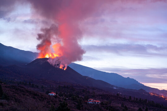 Active volcano erupted