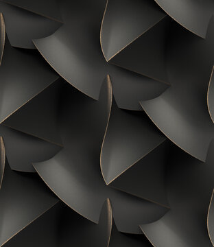 3d pattern of black metal geometry.