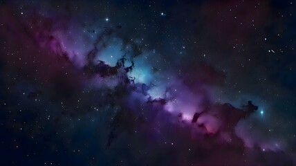 Fototapeta premium A cosmic background with a starry galaxy theme, featuring deep blue and purple gradients, sparkling stars, and glowing nebulae