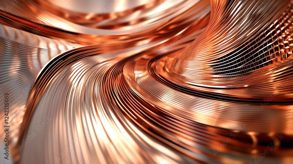Poster metallic waves flow gracefully in a close-up view showcasing intricate patterns and reflections