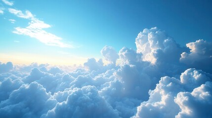 Celestial Cloudscape Infinite Blue Sky with Fluffy White Clouds