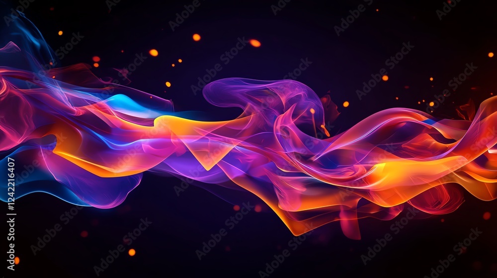 Poster colorful abstract smoke swirls create a captivating visual display against a dark background