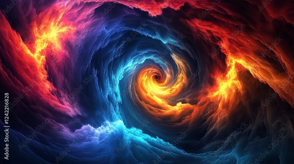 Poster cosmic swirl of bright colors creates a mesmerizing vortex in the void of space