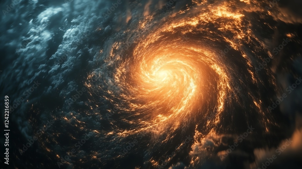Aufkleber swirling fire and clouds create a cosmic vortex in a captivating digital space environment