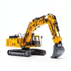 Excavator Isolated on Pure White Background for Industrial Marketing