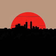 Naklejka premium A solitary figure with obscured face stands before a massive numeral 