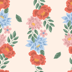 Hand Drawn Lotus Flower Seamless Pattern