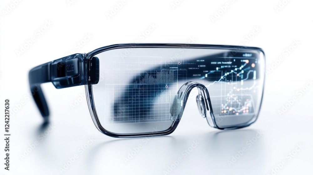 Poster high-tech augmented reality glasses with data overlay visuals