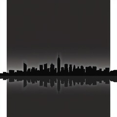 Fototapeta premium Airplane flying over a city skyline at sunset vibrant colors in the sky skyline silhouette 