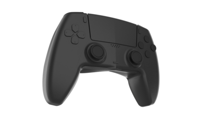 Black gamer joystick controller isolated on transparent background PNG