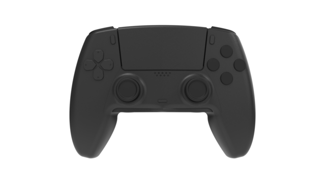 Black gamer joystick controller isolated on transparent background PNG