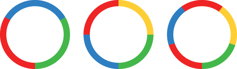Customer review business colorful pie charts illustrating data distribution.