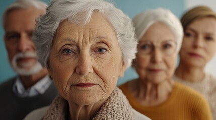 Group of serious senior citizens posing for a portrait