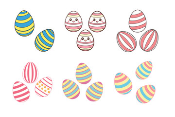 A Bundle of Cute Striped Egg vector cartoon illustration Easter Day