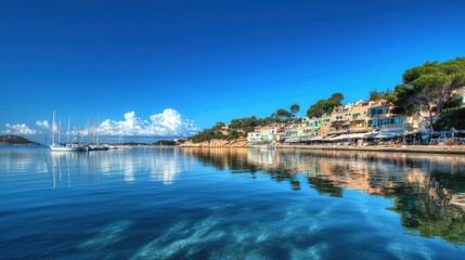 Fototapeta premium Mediterranean Coastal Village Seascape
