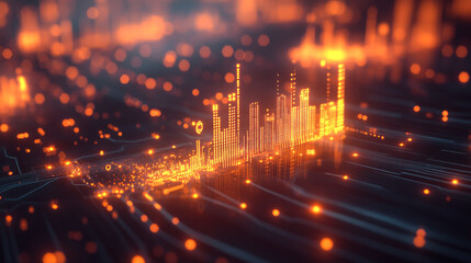 Obraz premium Dynamic glowing data visualization with vibrant colors