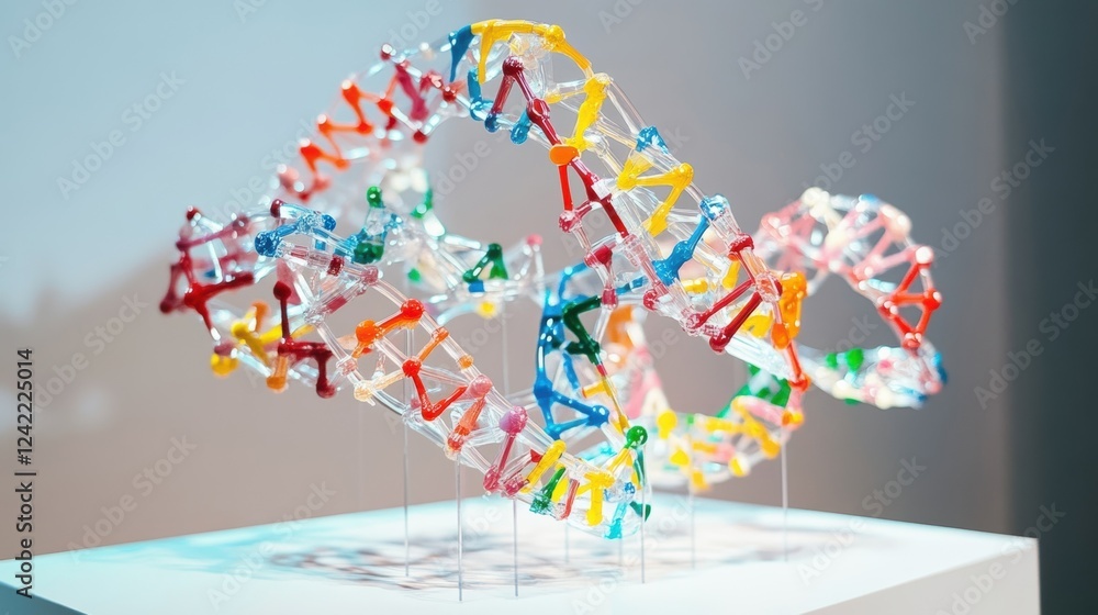 Poster a medium closeup of a 3d model of dna strands intertwined with tools representing editing mechanisms