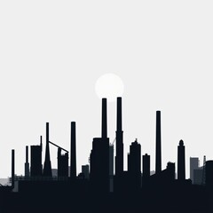 Obraz premium City skyline silhouette with gradient sky colors white isolated background skyline silhouette 