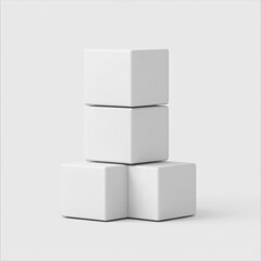 Obraz premium Three white cubes stacked, minimalist design.