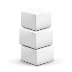 Fototapeta premium Three white cubes stacked on top of each other.