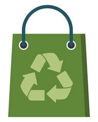 Paper bag with recycle sign vector isolated on white background.