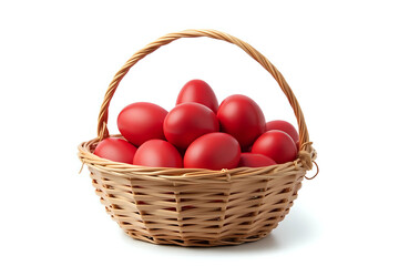 Fototapeta premium Red Easter eggs in basket isolated