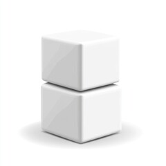 Fototapeta premium Two white cubes stacked, isolated on white background.