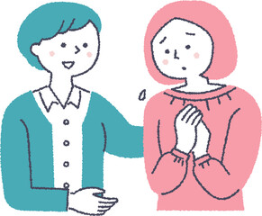 不安そうな女性を慰める女性