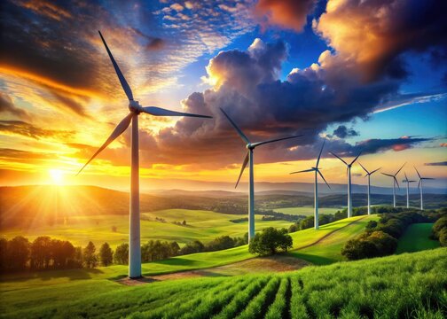 Majestic Giro Eolico wind turbines: stunning images celebrating renewable, green energy.