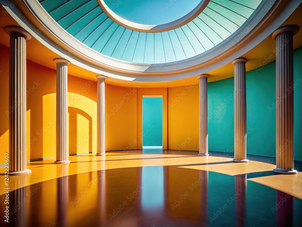 Poster modern rotunda: a circular structure of clean lines and simple elegance.