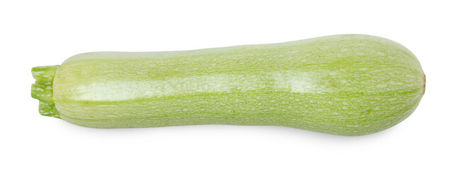 One fresh ripe zucchini isolated on white, top view